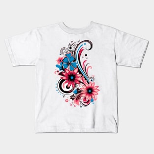 graphic background, Elegant Floral Fusion: Nature-Inspired Vector Illustration Kids T-Shirt